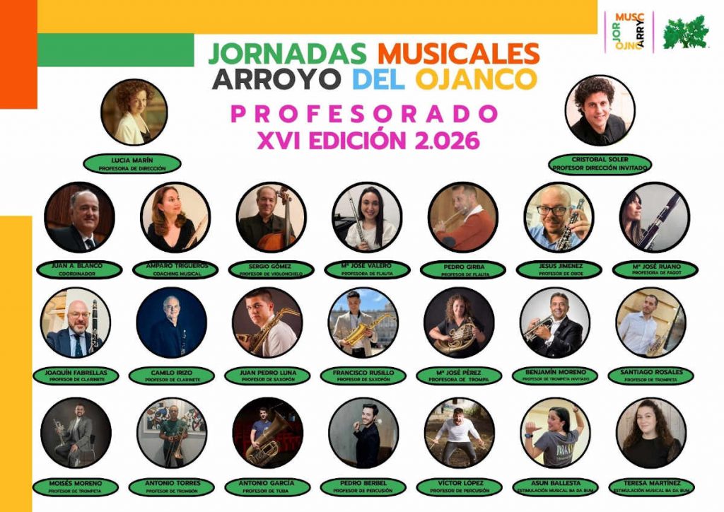 Arroyo del Ojanco volverá a convertirse en un referente de la formación musical con la celebración de sus XVI Jornadas Musicales